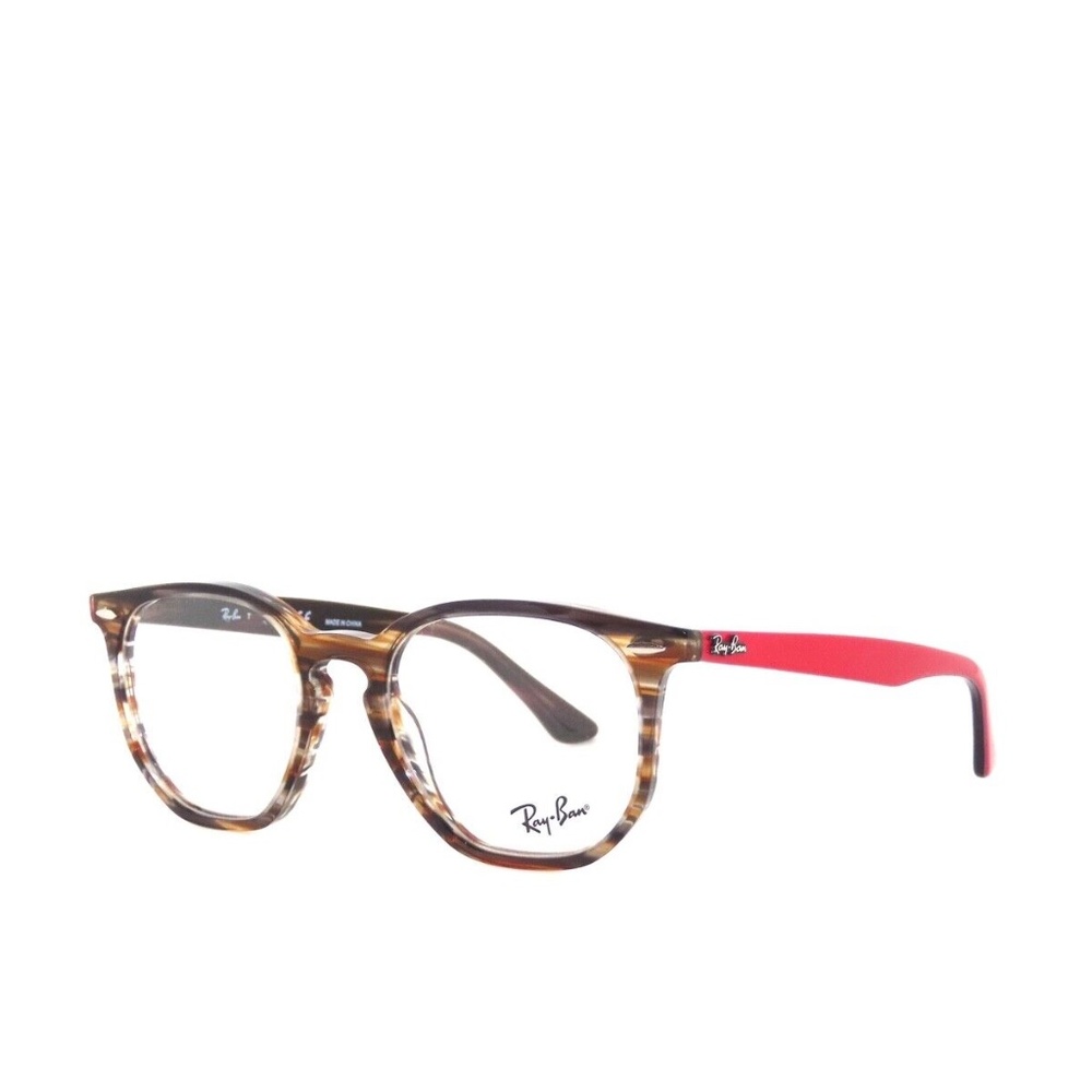 Ray Ban RX7151 5802 50 Hexagonal Brown Striped Gray Eyeglasses Rayban 7151